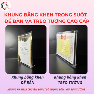 [KHÔNG IN] Khung Bằng Khen MICA Trong Suốt - Khung Ảnh Mica - Khung Bày Giấy Chứng Nhận A4 A3 A5 Treo Tường Để Bàn