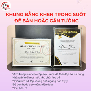 [KHÔNG IN] Khung Bằng Khen MICA Trong Suốt - Khung Ảnh Mica - Khung Bày Giấy Chứng Nhận A4 A3 A5 Treo Tường Để Bàn