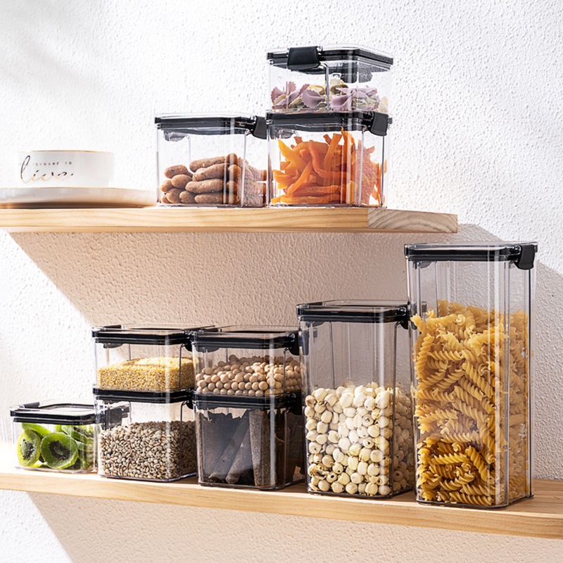 Hộp đựng đồ khô, Hộp đựng gia vị nhà bếp, Hũ đựng thực phẩm vuông 3 size chính hãng Việt Nhật