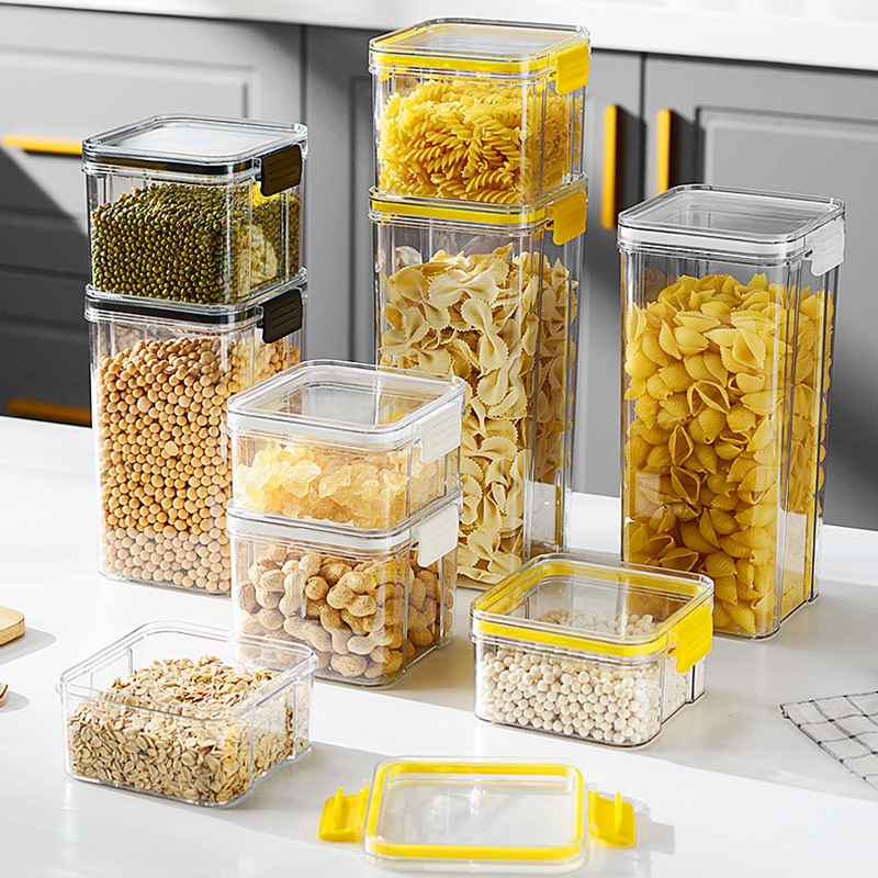 Hộp đựng đồ khô, Hộp đựng gia vị nhà bếp, Hũ đựng thực phẩm vuông 3 size chính hãng Việt Nhật