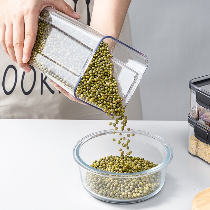 Hộp đựng đồ khô, Hộp đựng gia vị nhà bếp, Hũ đựng thực phẩm vuông 3 size chính hãng Việt Nhật