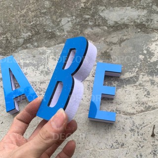 Chữ Nổi Xanh Dương Nhạt 10cm dày 15mm T1 In Hoa Dán Tường Trang Trí  - Chữ 3D Decor Biển quảng cáo Chất Liệu Fomex Alu
