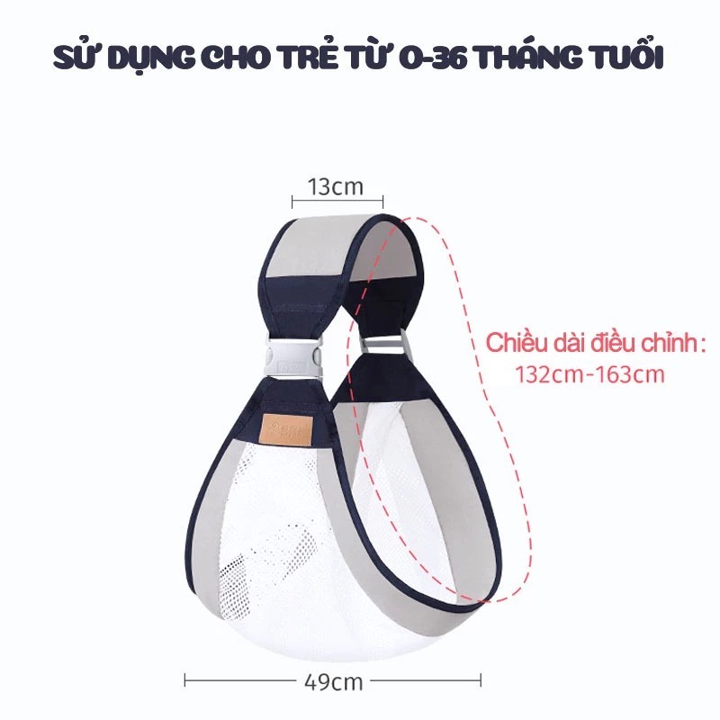 Địu em bé sơ sinh hỗ trợ mẹ bế con hàng loại MỘT saubabi
