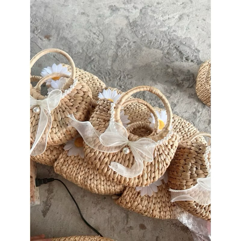 Túi cói túi lục bình xinh xắn cho Mẹ và bé phong cách Vintage đi biển, chụp ảnh decor, kiểu dáng siêu đẹp