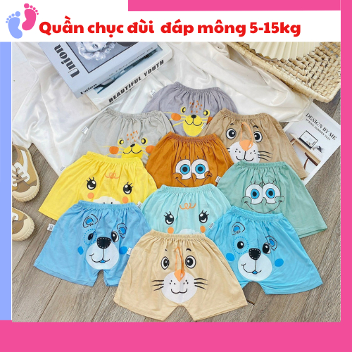 Quần chục đùi thun lạnh peptit mông thú nhiều màu cho bé từ 4-14kgkg saubabi