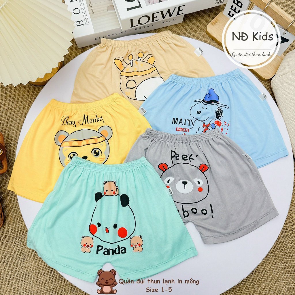 Quần chục đùi thun lạnh peptit mông thú nhiều màu cho bé từ 4-14kgkg saubabi