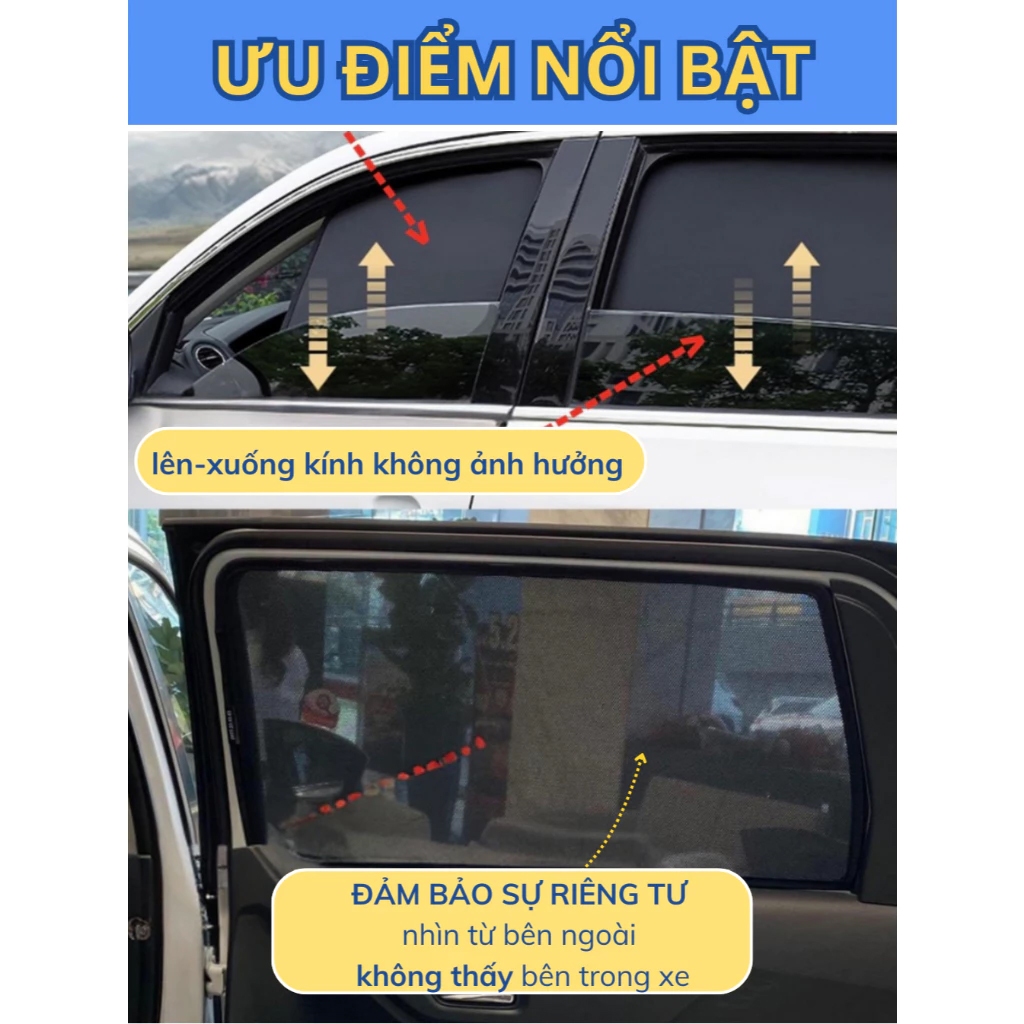 [HOẢ TỐC] Rèm che nắng ô tô hút nam châm cao cấp công nghệ mới 2026 - LOẠI 1 - rèm chắn nắng ô tô, chắn nắng theo xe