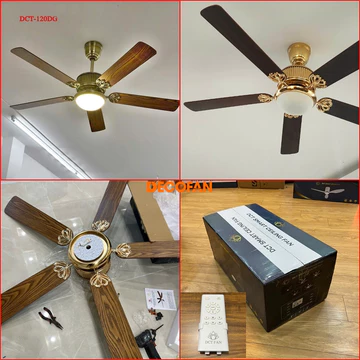 Quạt trần DCT DECOFAN 120 quạt trần 5 cánh sải rộng 144cm động cơ DC điều khiển 6 số,có đảo chiều