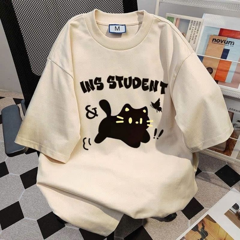 Áo phông form rộng tay lỡ chất cotton su - áo STUDENT