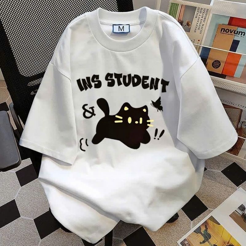 Áo phông form rộng tay lỡ chất cotton su - áo STUDENT