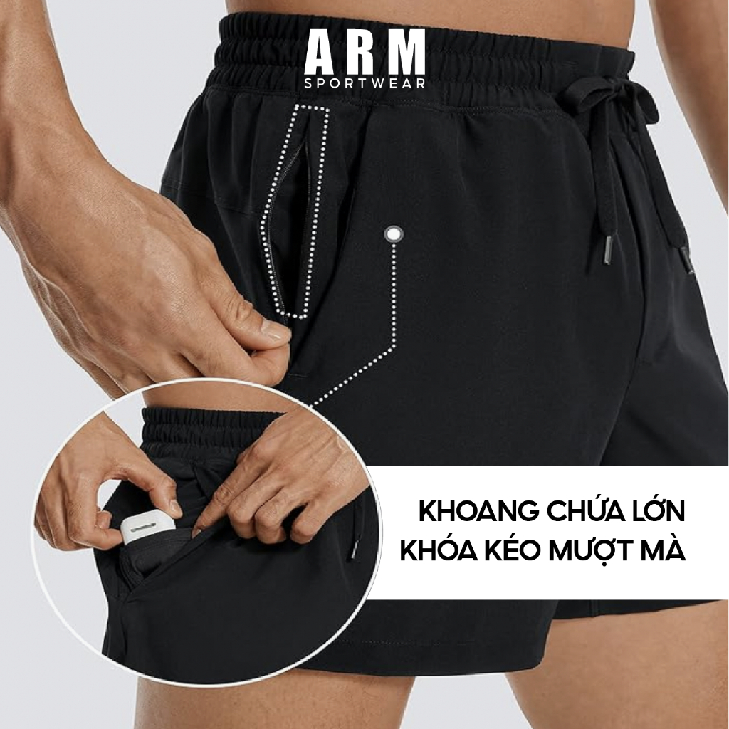 Quần Short Nam Thể Thao Chất Thun Speed Up ARM Sportwear 5 Inch tập gym, chạy bộ, vận động thoải mái