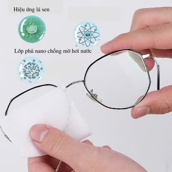 Hộp 100 Khăn Lau Kính Nano Chống Bám Hơi Nước-Khăn Lau Kính Nano Siêu Tiện Lợi - GIẤY LAU KÍNH CHỐNG MỜ SƯƠNG HIỆU QUẢ