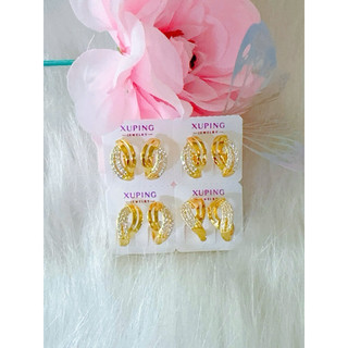 Các mẫu hoa tai loại tròn đính đá hàng titan mạ vàng 18 catrang sức mạ vàng 18K dành cho nữ