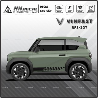 Tem dán xe VF3 - Decal dán xe VF3 MẪU TEM THỂ THAO CÁ TÍNH . 1 bộ dán 2 bên ( mẫu VF3 - 107 )