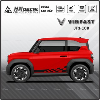 Tem dán xe VF3 - Decal dán xe VF3 MẪU TEM THỂ THAO CÁ TÍNH . 1 bộ dán 2 bên ( mẫu VF3 - 108 )