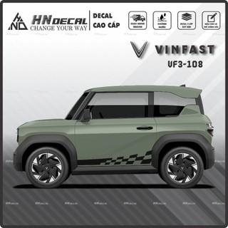 Tem dán xe VF3 - Decal dán xe VF3 MẪU TEM THỂ THAO CÁ TÍNH . 1 bộ dán 2 bên ( mẫu VF3 - 108 )