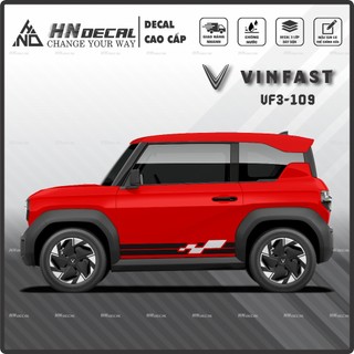 Tem dán xe VF3 - Decal dán xe VF3 MẪU TEM THỂ THAO CÁ TÍNH . 1 bộ dán 2 bên ( mẫu VF3 - 109 )