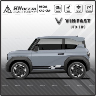 Tem dán xe VF3 - Decal dán xe VF3 MẪU TEM THỂ THAO CÁ TÍNH . 1 bộ dán 2 bên ( mẫu VF3 - 109 )