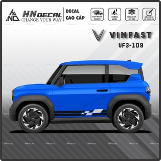 Tem dán xe VF3 - Decal dán xe VF3 MẪU TEM THỂ THAO CÁ TÍNH . 1 bộ dán 2 bên ( mẫu VF3 - 109 )