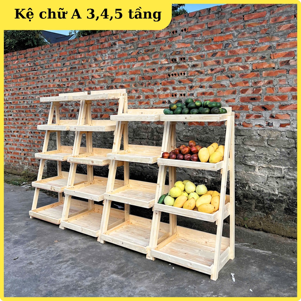 Kệ gỗ 3, 4 ,5 tầng  kệ chữ A , kệ gỗ thông để hoa quả, kệ sách , kệ trang trí, đồ nhà bếp