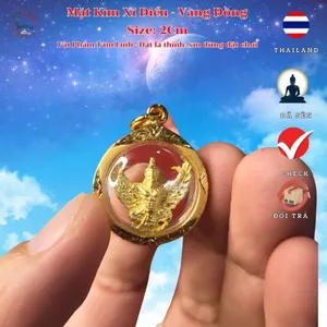 Mặt Dây Chuyền Kim Xí Điểu Vàng Đồng 5K – Kích Thước 2cm, Dáng Tròn Cổ Điển
