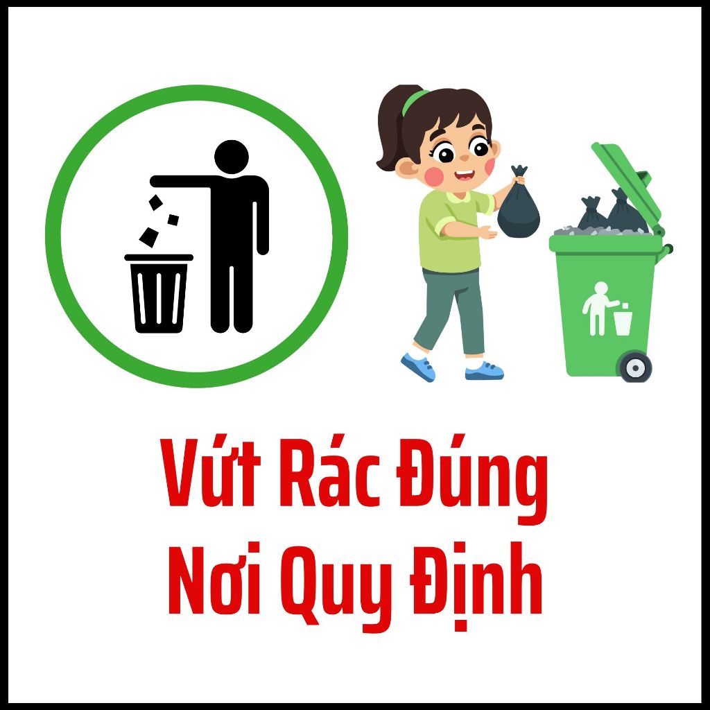 Biển báo cấm đổ rác, biển báo bỏ rác vào thùng, biển khu vực tập kết ...