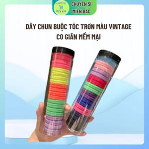 20 dây chun buộc tóc trơn màu Vintage co giãn mềm mại phong cách Hàn Quốc,