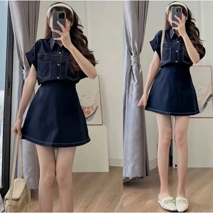 Sét kaki kèm chân váy phong cách hàn quốc siêu xinh Hàn Quốc, Set đồ đi chơi năng động