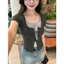 Áo Thun Nữ Cộc Tay Cổ Phối Viền Bèo Thắt Nơ Chất Thun Cotton Mềm Mát, Áo Phối Viền Bèo 2 Lớp BigSize 428