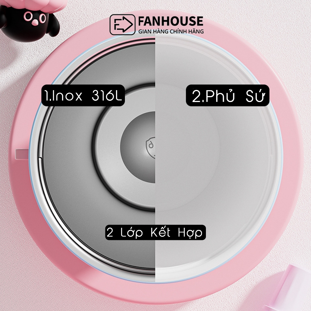 Ly giữ nhiệt khắc tên Candy Ceramic Fan House bình giữ nhiệt 12h inox 316 phủ sứ 710ml tặng charm | BigBuy360 - bigbuy360.vn