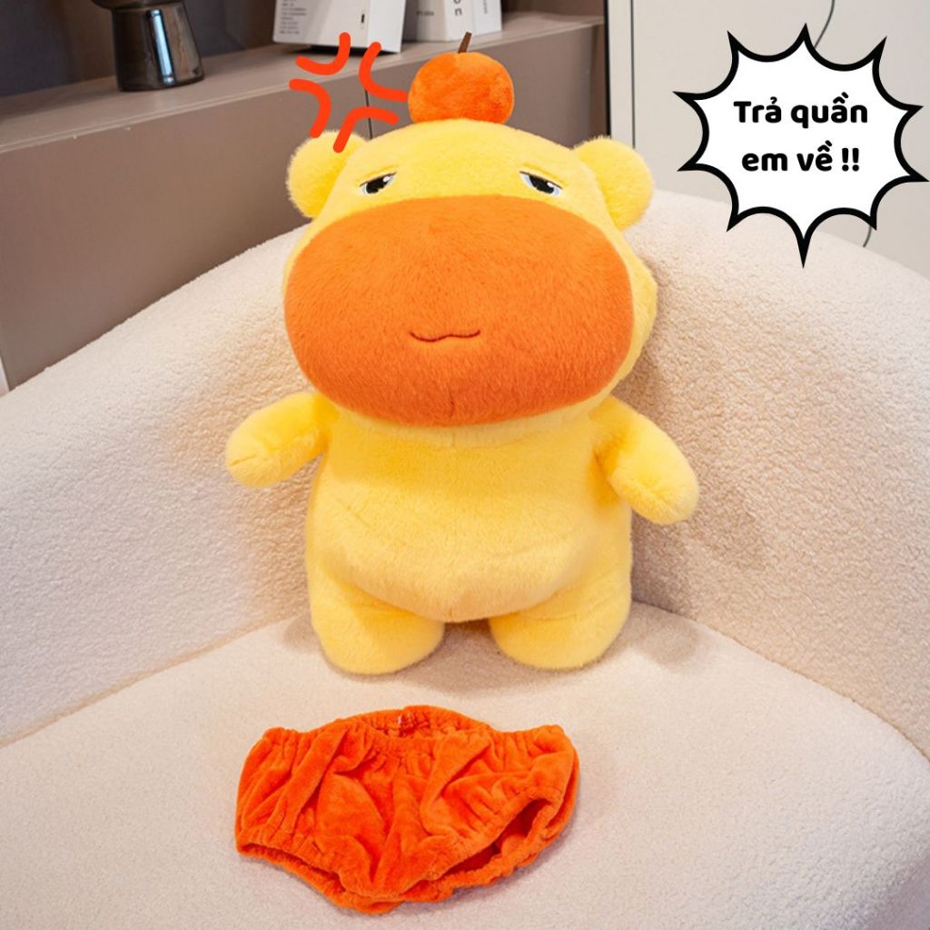 Gấu BôngCapybara Lulu Mặc Quần Cam Vô Tri Đáng Yêu Chất Lông Thỏ Mềm Mại Làm Quà Tặng Vui Vẻ Cho Người Thân Yêu