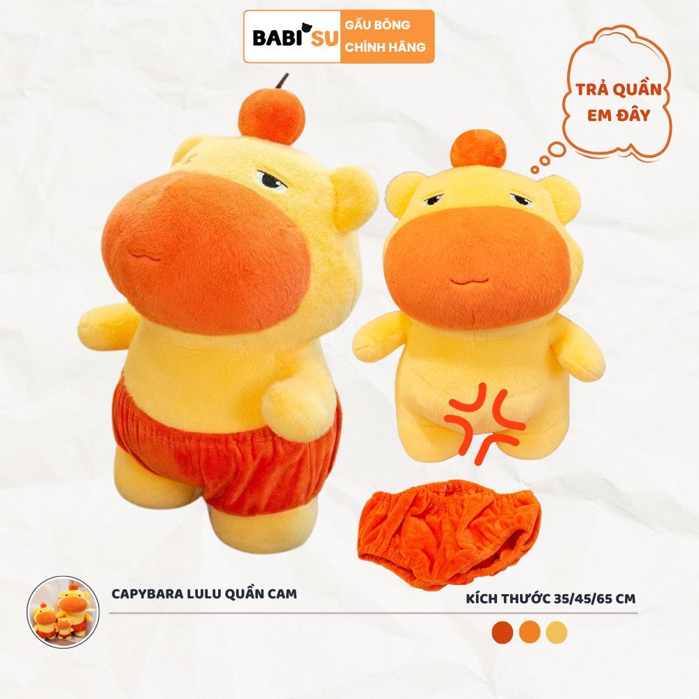 [ HÀNG SẴN ] Gấu bông capybara lulu mặc quần cam mặt biểu cảm ngộ ngĩnh đáng yêu, lulu capybara cam lông thỏ cao cấp