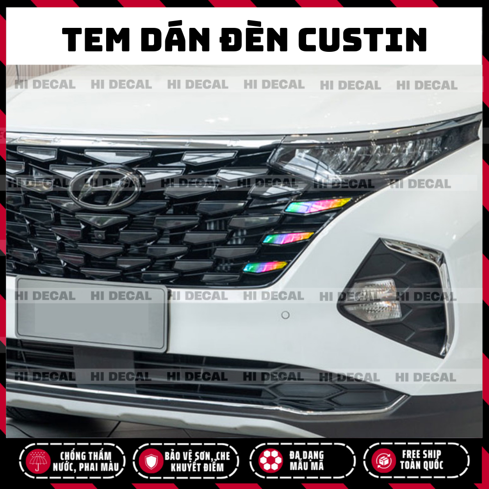 Tem đèn Custin, decal dán đèn xe Custin trang trí đèn xe bền màu, chống nước