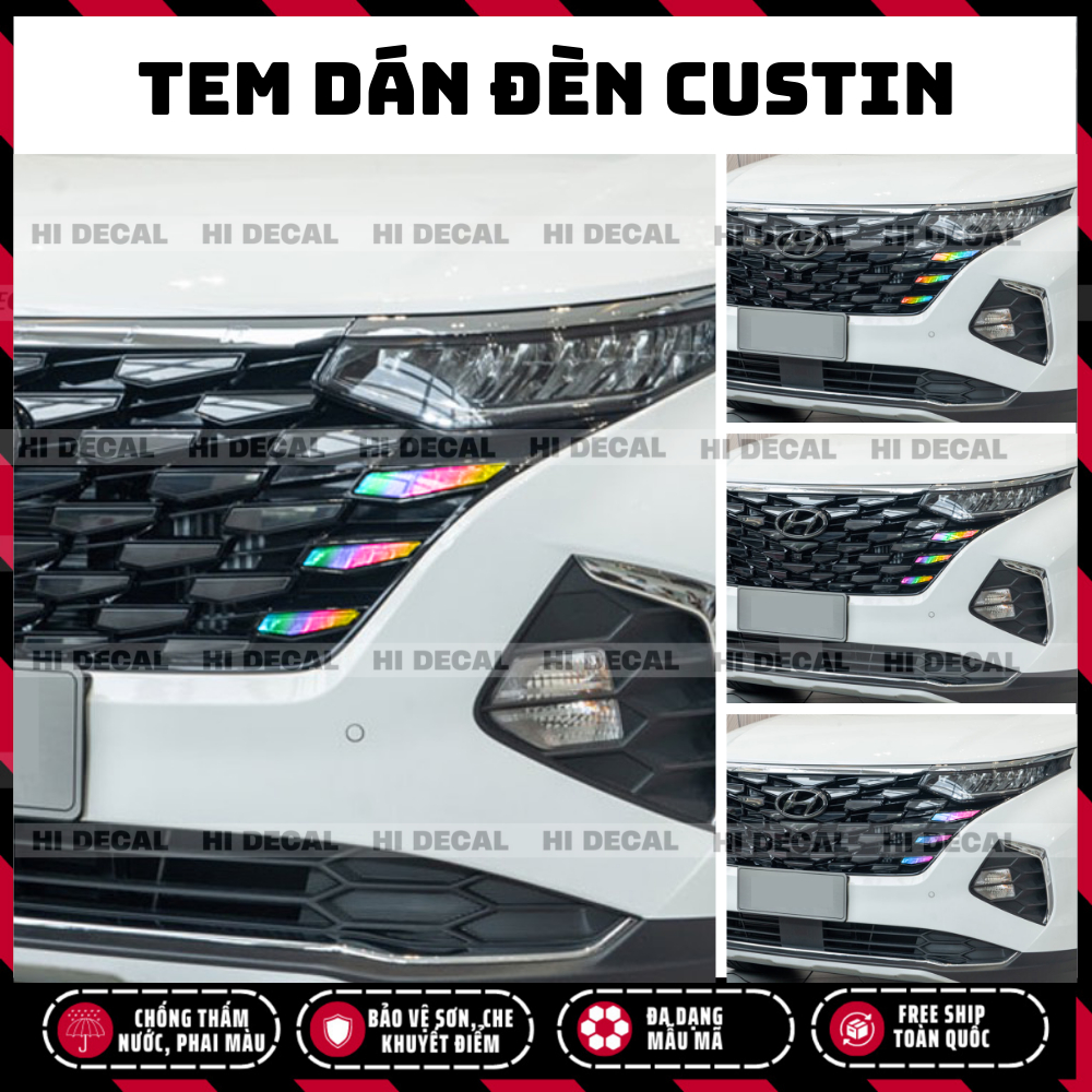 Tem đèn Custin, decal dán đèn xe Custin trang trí đèn xe bền màu, chống nước