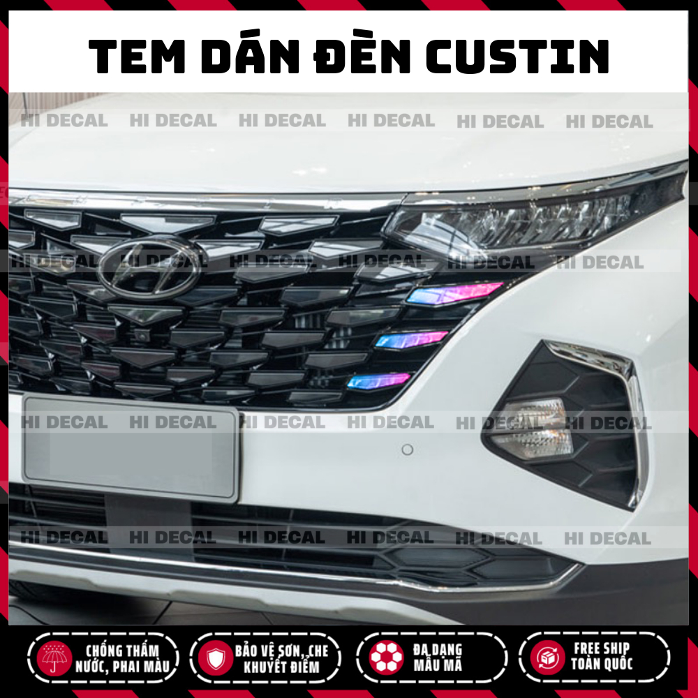 Tem đèn Custin, decal dán đèn xe Custin trang trí đèn xe bền màu, chống nước
