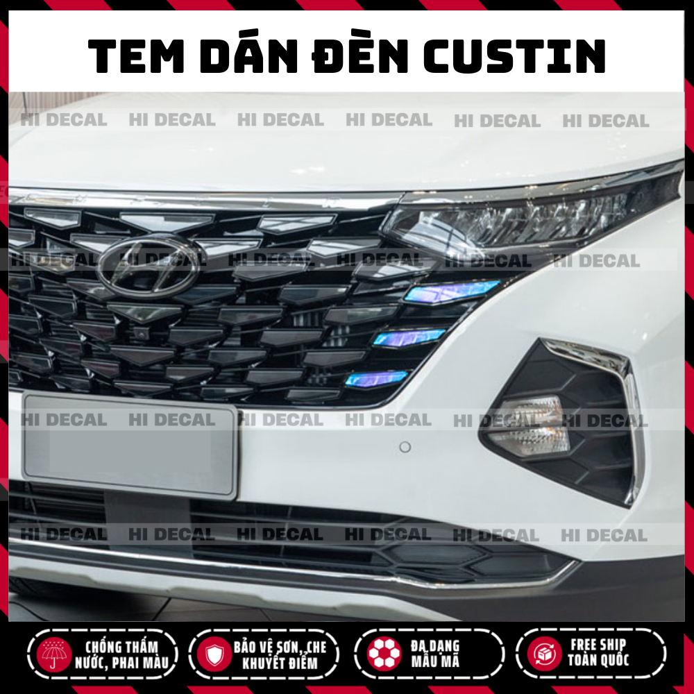Tem đèn Custin, decal dán đèn xe Custin trang trí đèn xe bền màu, chống nước