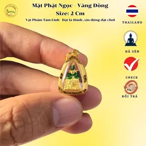 Mặt Dây Chuyền Phật Ngọc 2cm – Thiết Kế Nhỏ Gọn, Khung Vàng Đồng Bền Màu