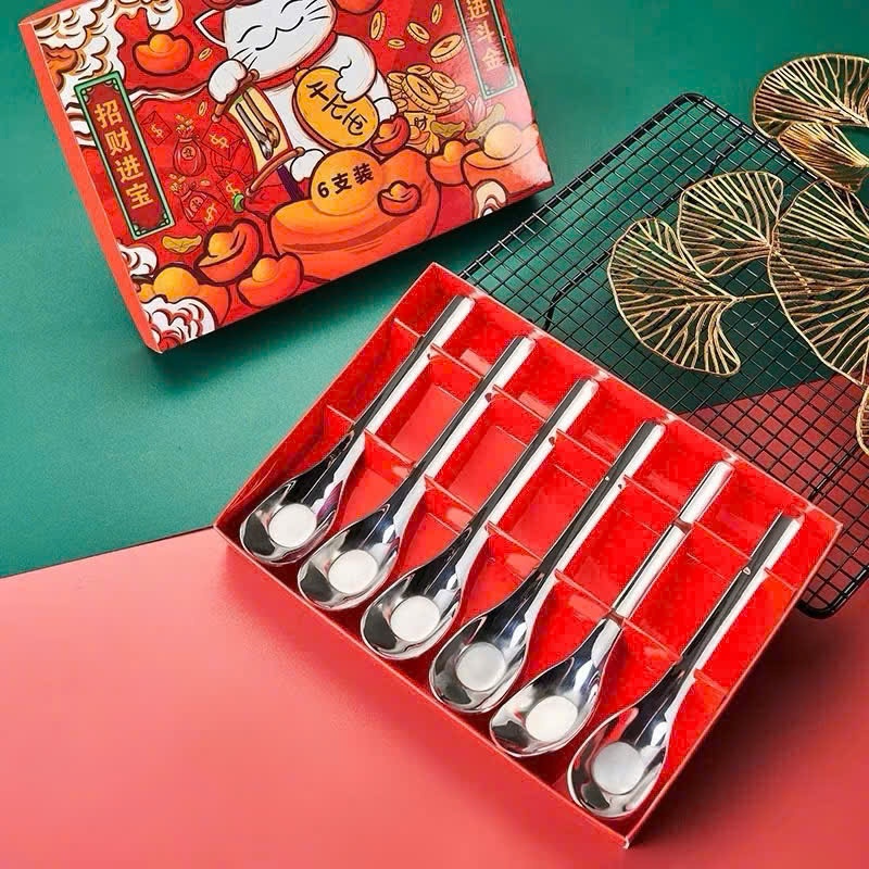 Combo 6 Thìa Vàng Mèo Thần Tài – Sự Lựa Chọn Hoàn Hảo Cho Không Gian Bàn Ăn