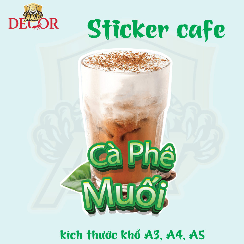 Decal Cà Phê sẵn keo chống nước trang trí xe nước
