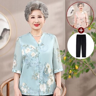 Áo sơ mi giữa tuổi trung niên và tuổi già, áo sơ mi mùa hè của bà