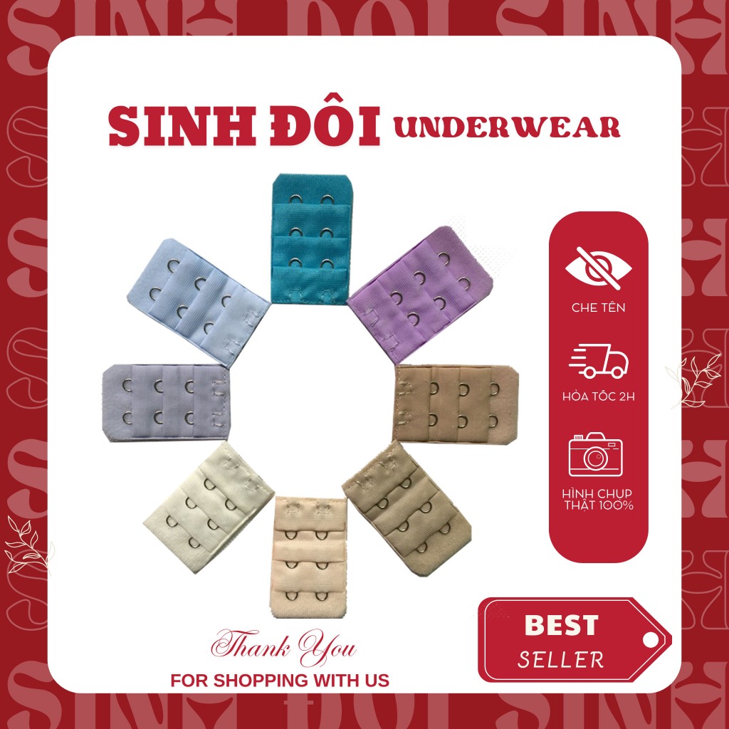 Dây nối móc nối rộng tăng size áo ngực chất liệu thép không gỉ loại 2 hàng, 3 hàng, 4 hàng móc
