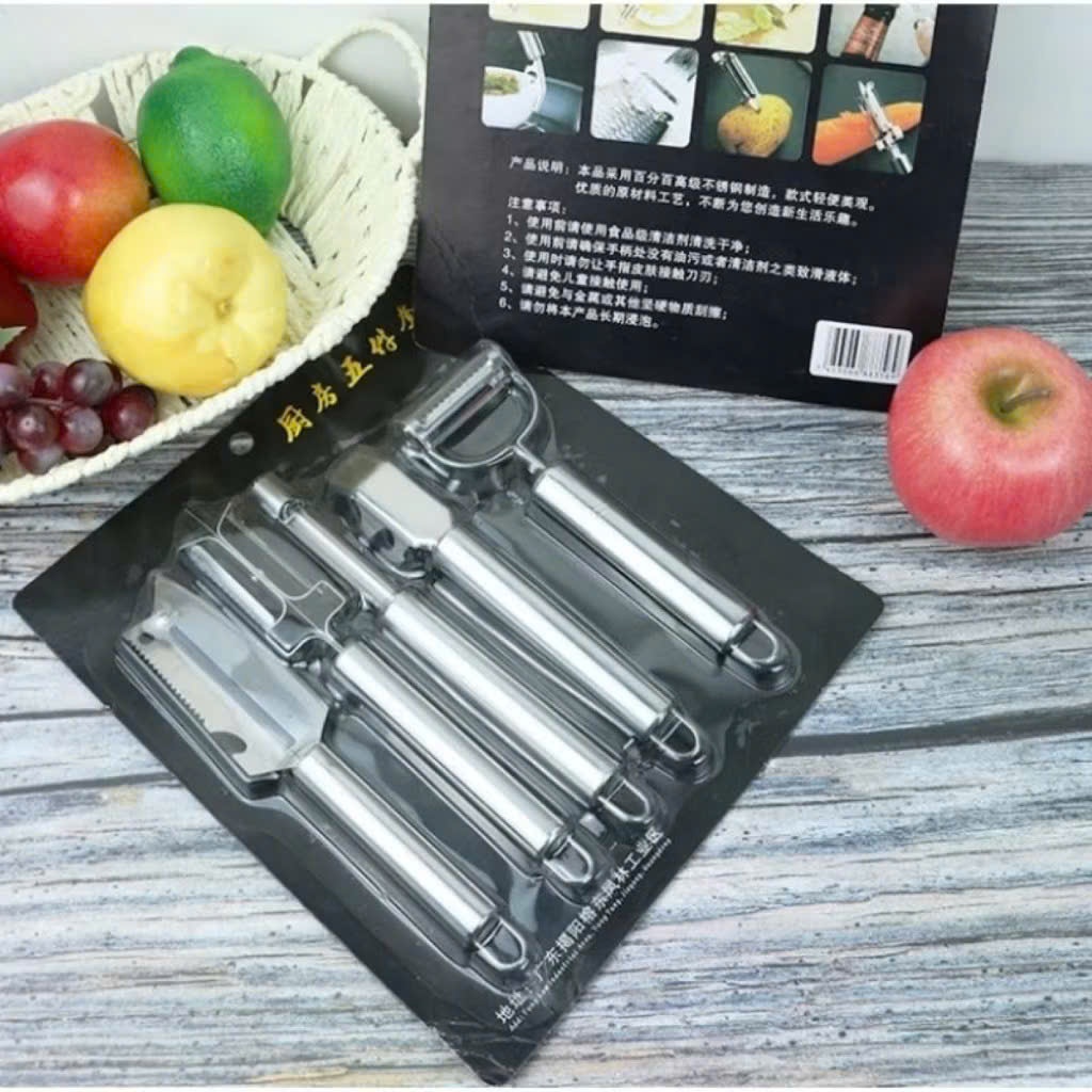 Bộ 5 Dụng Cụ Bào Củ Quả Tiện Dụng Đa Năng,Set Dao Nạo Cắt Gọt Chất Liệu Inox - DỤNG CỤ CẮT GỌT TIỆN LỢI NHÀ BẾP