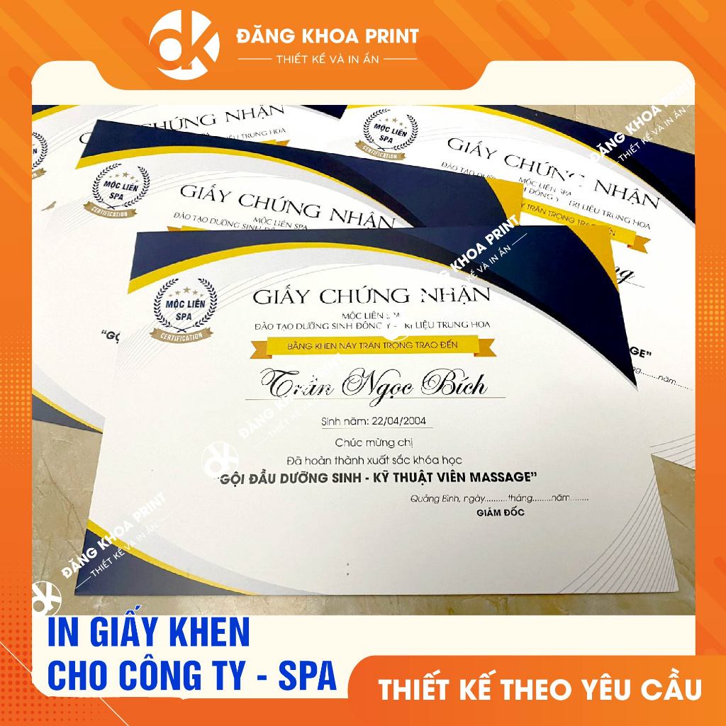 In giấy chứng nhận, chứng chỉ, giấy khen, bằng khen số lượng ít (Inbox shop để xem thêm mẫu) (THIẾT KẾ THEO YÊU CẦU)