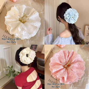Kẹp Tóc Ren Thô Càng Cua Dài 13CM Hoạ Tiết Ren 4 Lớp Kiểu Pháp Phụ Kiện Tóc