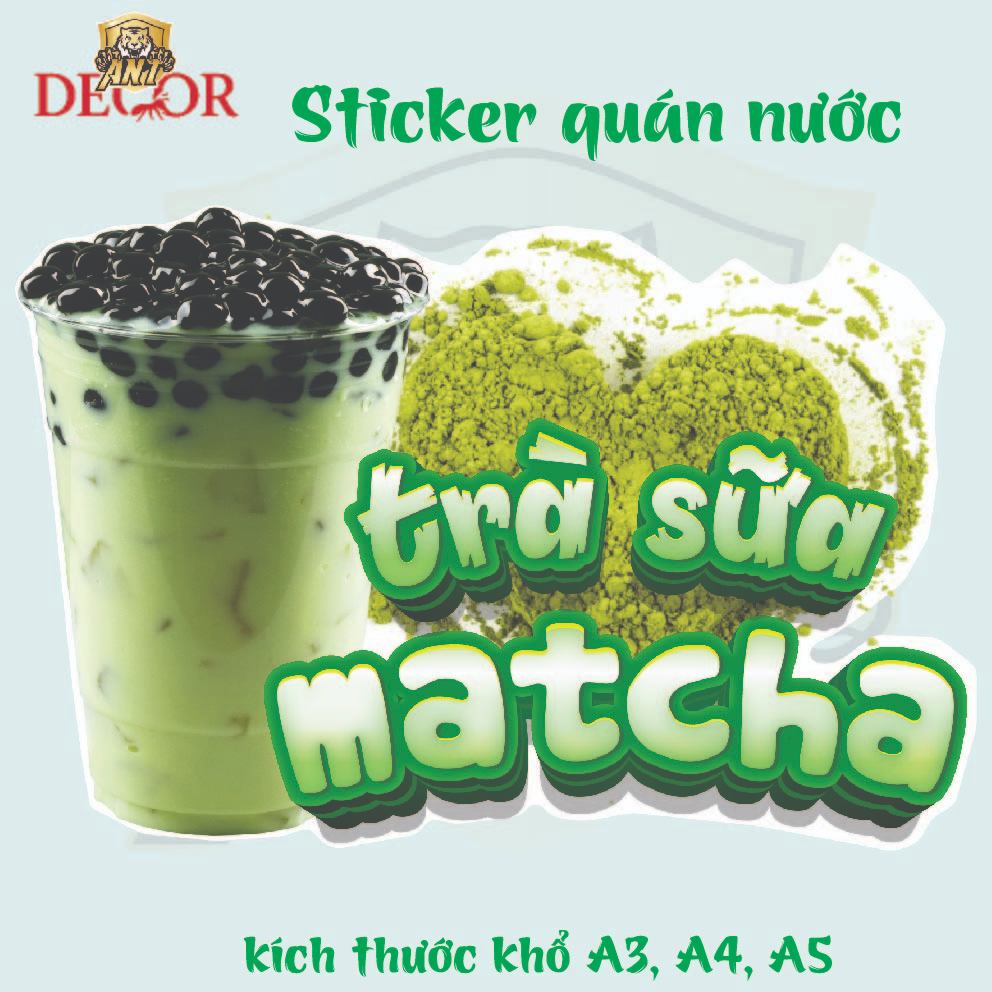 Decal TRÀ SỮA – Nhãn Dán Trang Trí Xe Bán Trà Sữa, Quầy Nước – Dễ Dán, Bền Đẹp, Chống Nước