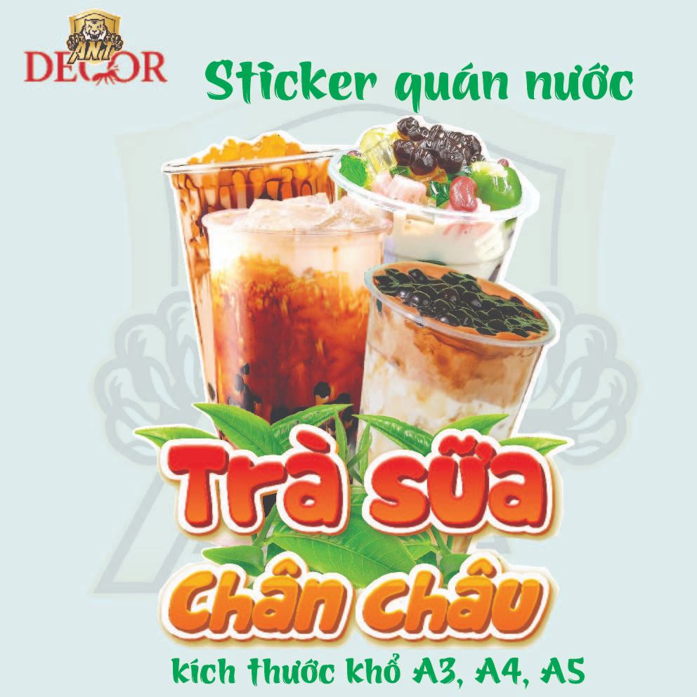 Decal TRÀ SỮA – Nhãn Dán Trang Trí Xe Bán Trà Sữa, Quầy Nước – Dễ Dán, Bền Đẹp, Chống Nước