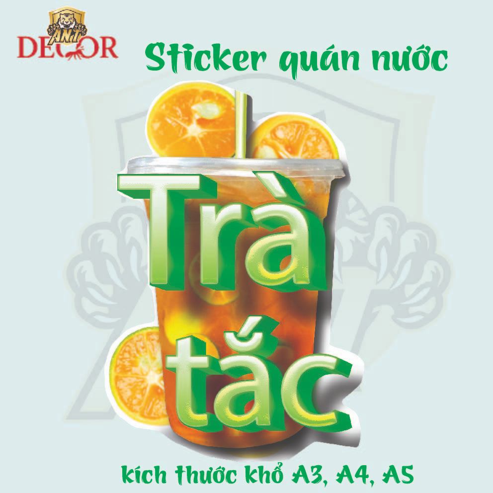 Decal Trà Chanh, Trà Tắc – Nhãn Dán Trang Trí Quầy Cafe, Xe Nước Uống – Đẹp Mắt, Bền Màu, Chống Nước