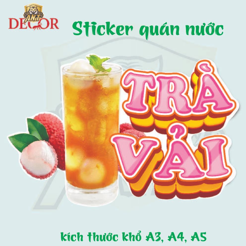 Decal Dán Trà Vải – Nhãn Dán Trang Trí Xe Nước Giải Khát – Dễ Dán, Bền Đẹp, Chống Nước