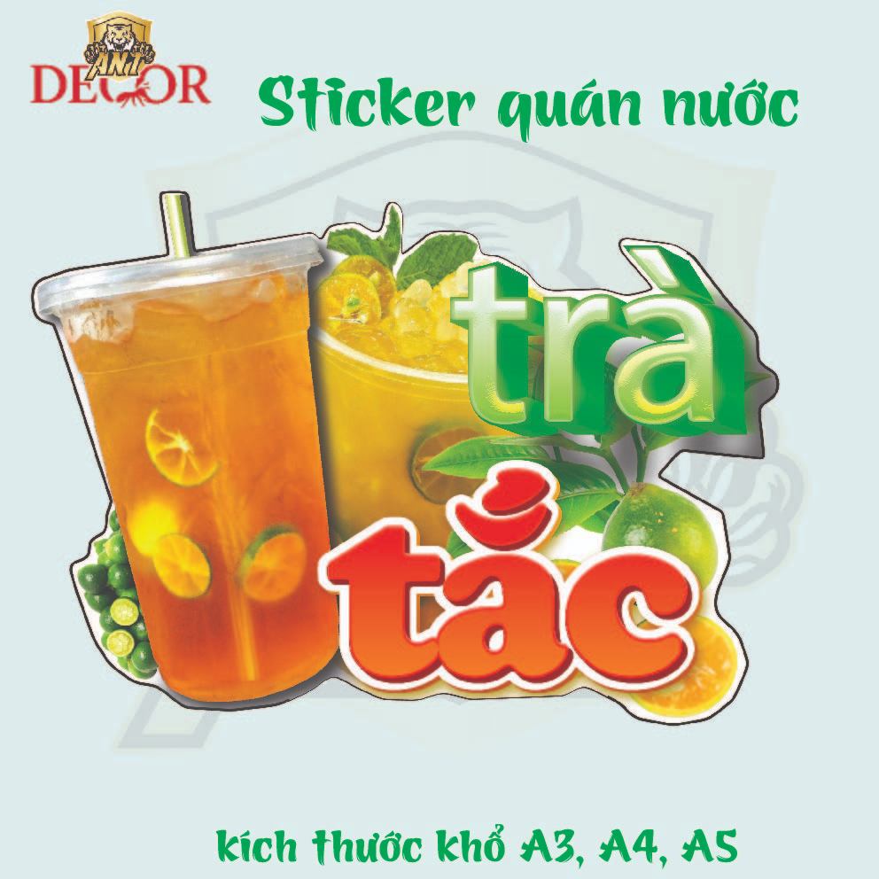 Decal Dán TRÀ TRÁI CÂY, Nhãn Dán Trang Trí Quầy Nước, Xe Nước – Chống Nước, Dễ Dán, Màu Sắc Bắt Mắt