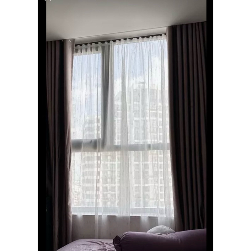 Rèm Dán, Vải Voan Gân (gân vàng) Decor Trang Trí Xinh Xắn Tiện Lợi Cho Cửa Sổ Phòng Ngủ, Phòng Khách, Quán Cà Phê...